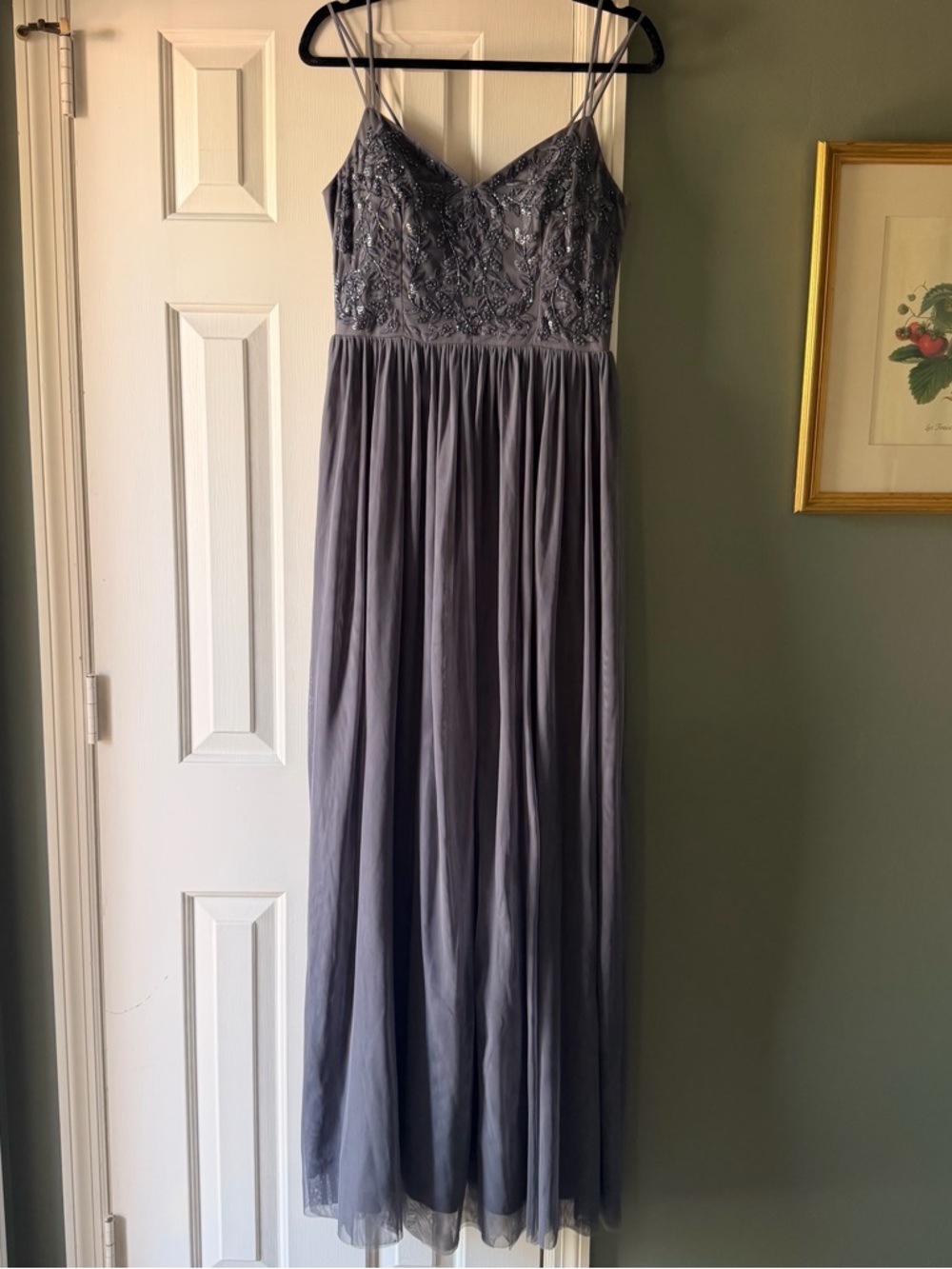 Anthropologie x BHLDN Elowen Embellished Maxi Dress Steel Sz 6 - Picture 3 of 8